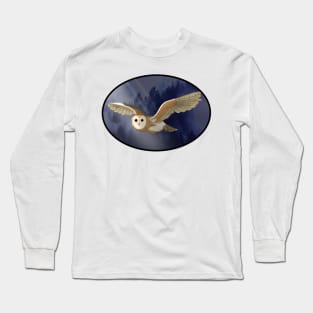 Barn Owl Oval Long Sleeve T-Shirt